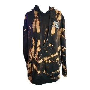 Young & Reckless Bleach Wash Hoodie "Thank You For Staying Away", Size Large